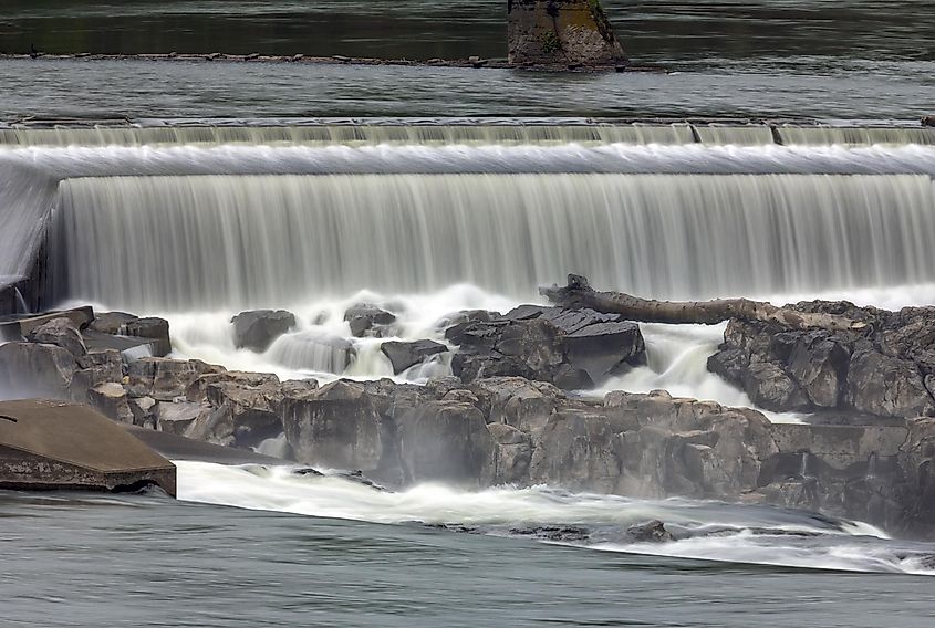 Willamette Falls Along Willamette River between Oregon City and West Linn Closeup.