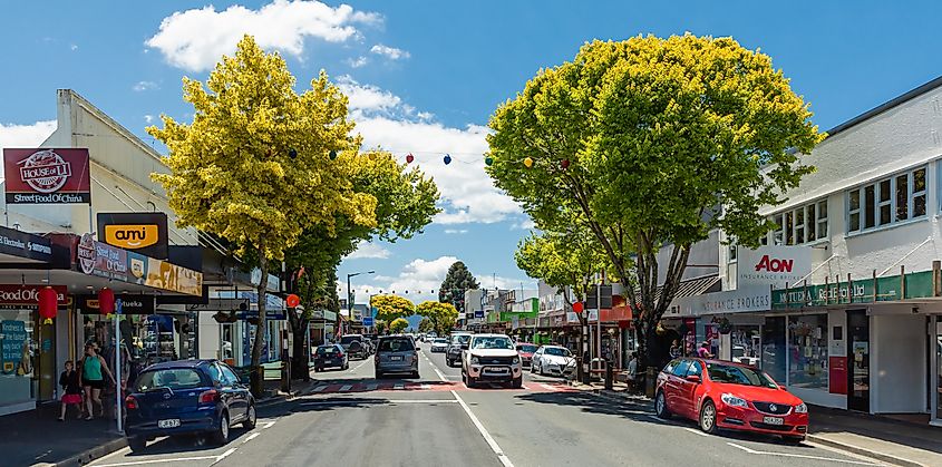 The main road of Motueka, Tasman, New Zealand