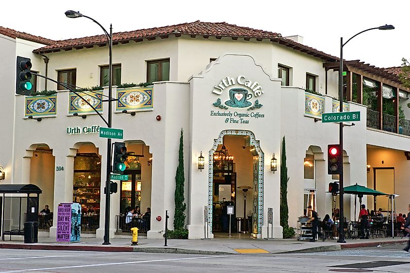 The "Urth Caffe" a popular eating establishment in Pasadena, California