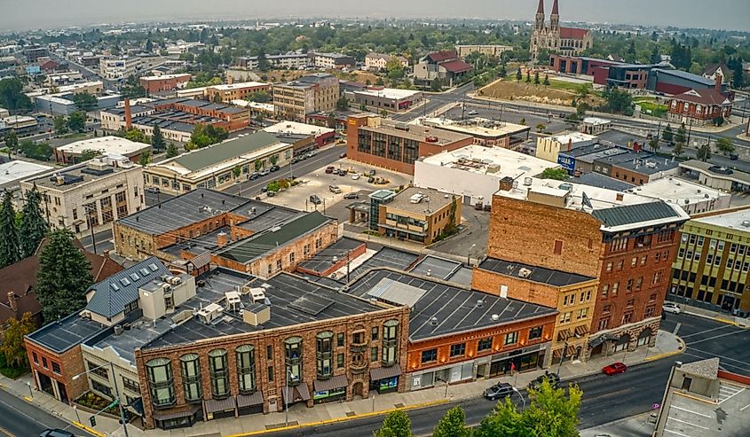 Aerial View of the Montana State Capital of Helena on a Hazy Day