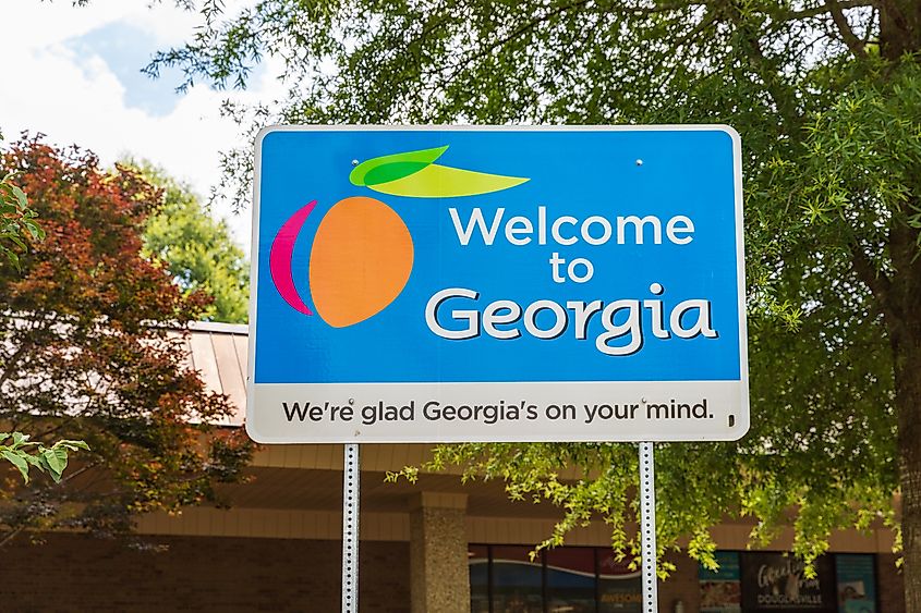 Tallapoosa, GA, USA - July 3, 2020: Welcome to Georgia road sign at the Georgia Visitor Center