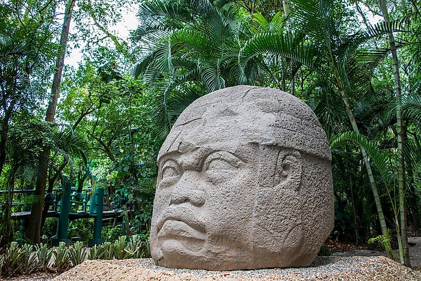 An Olmec head in Tabasco, Mexico.