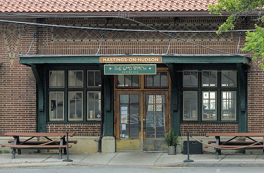 Hastings-on-Hudson train station in the Hudson Valley of New York, a suburb of NYC.