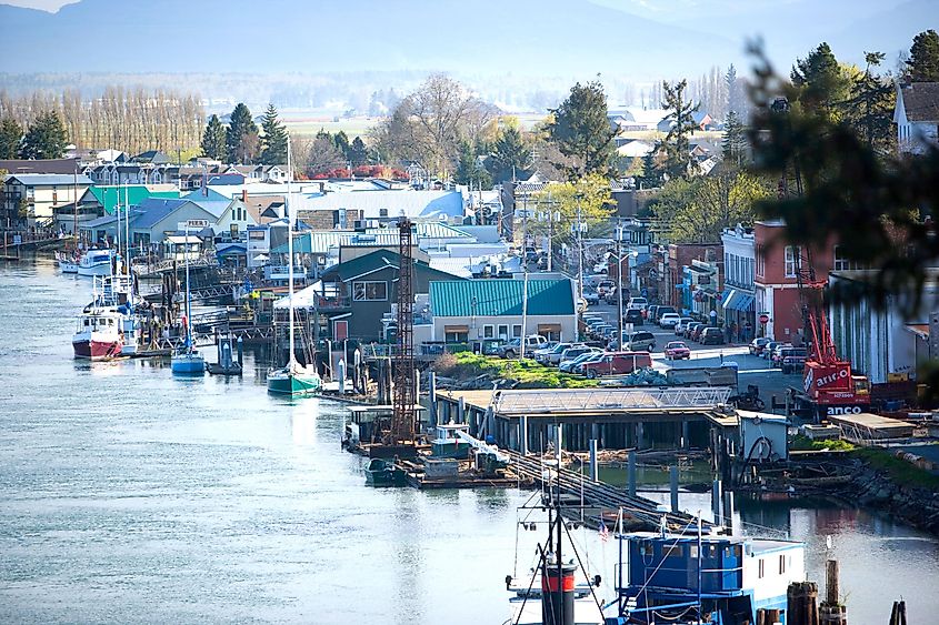 La Conner, Washington State with the Swinomish Channel flowing through