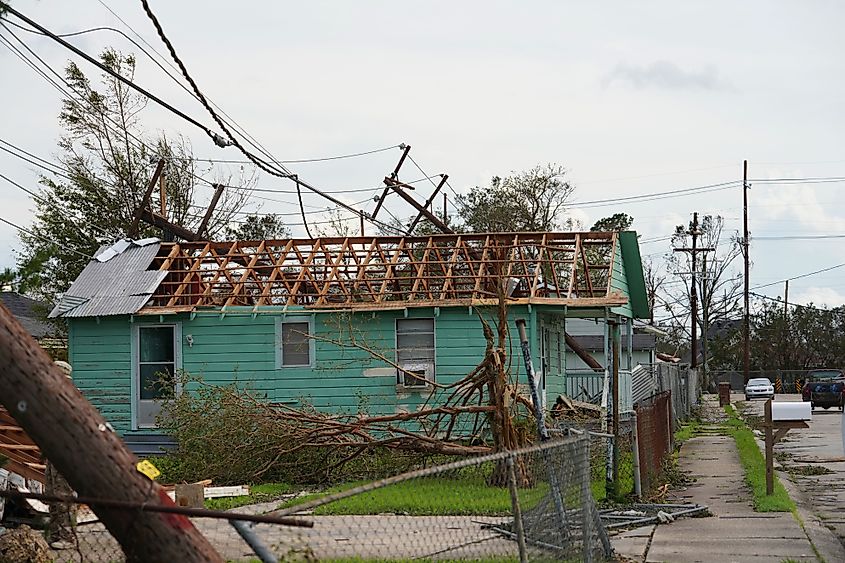 Destruction from Hurricane Ida in Houma, Louisiana (Julie Joseph, Public domain, via Wikimedia Commons)