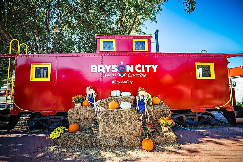 Great Smoky Mountains Train ride area in Bryson City, North Carolina.