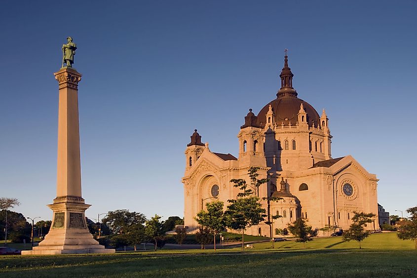 Early morning sun on Saint Paul's Cathedral in Saint Paul, Minnesota