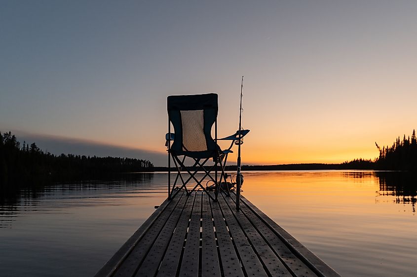 Recreational fishing set up in Lake Manitoba.
