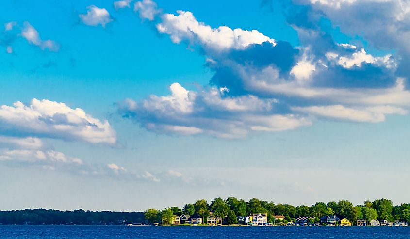 Vacation houses line the shores of Lake Maxinkuckee in Culver, Indiana