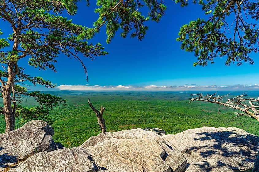 Spectacular view from a rocky ledge at the Cheaha State Park, Alabama.