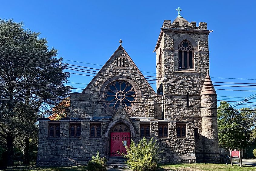 View of Grace Episcopal Church from 7th Street in Plainfield, New Jersey.