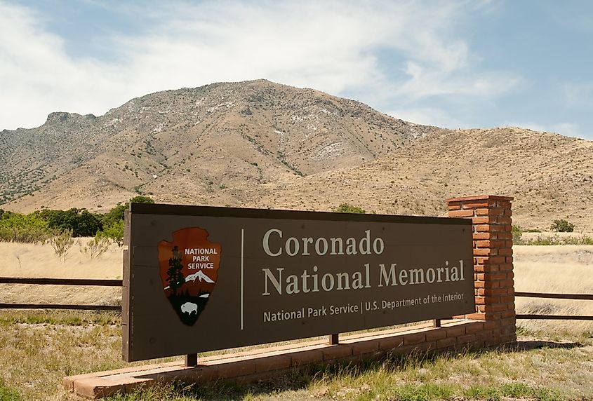 Sign for the Coronado National Memorial in Arizona.
