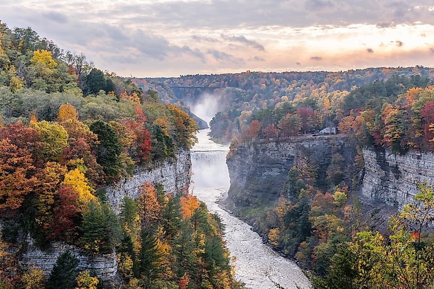 Autumn View of the Middle and Upper From Grandview in New York's Letchworth State Park