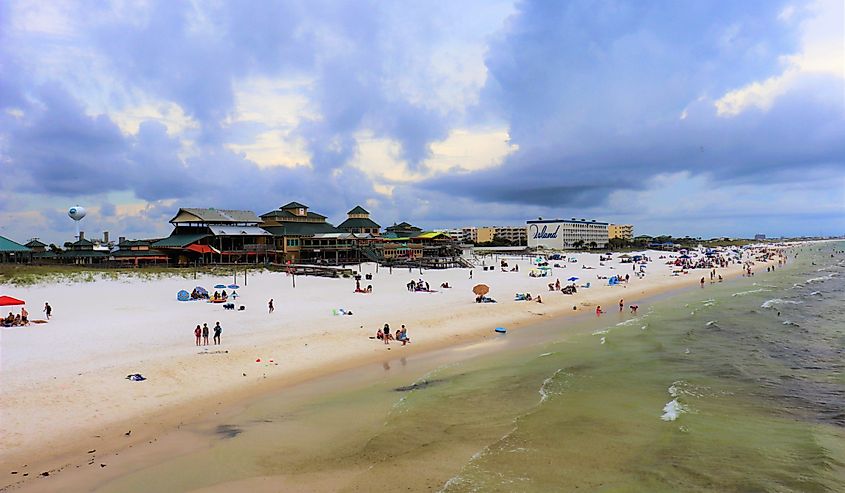 Beach view from Okaloosa Island Fishing Pier, Florida.