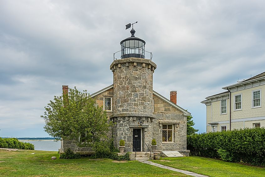 The historic Stonington Harbor Lighthouse in Stonington, Connecticut.