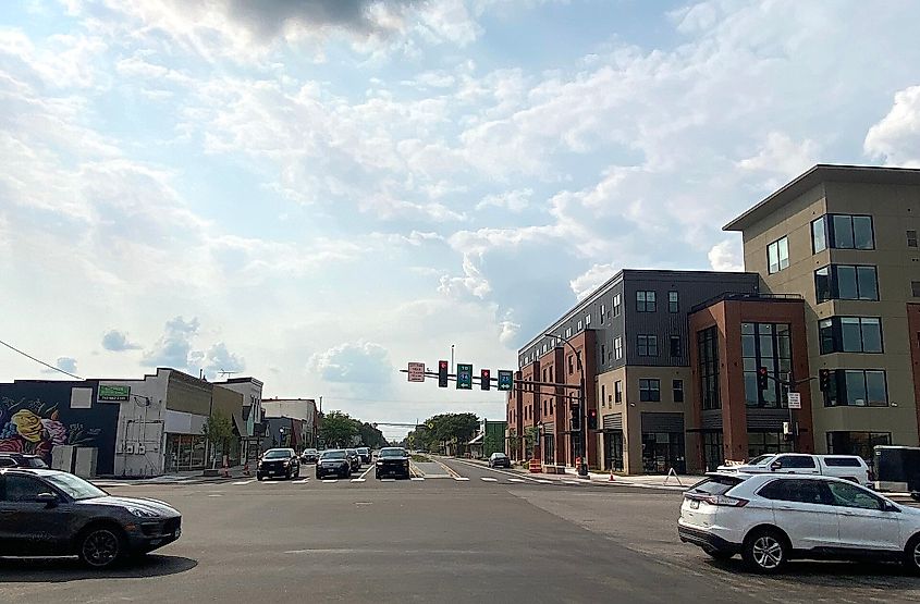 Broadway and Pine in Monticello, Minnesota.