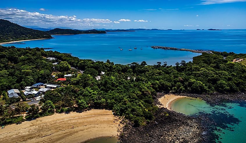 Aerial shot of Mission Beach, Queensland, Australia