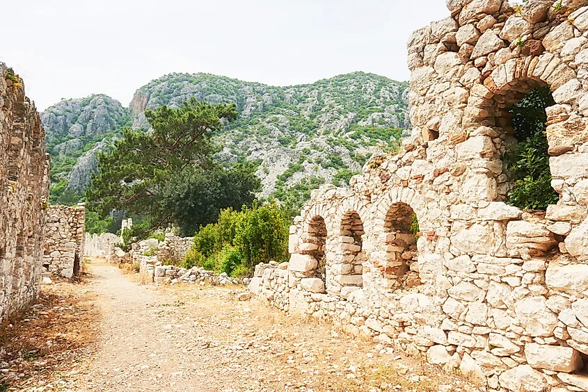 City walls in the ruins of Troy, Turkey. 