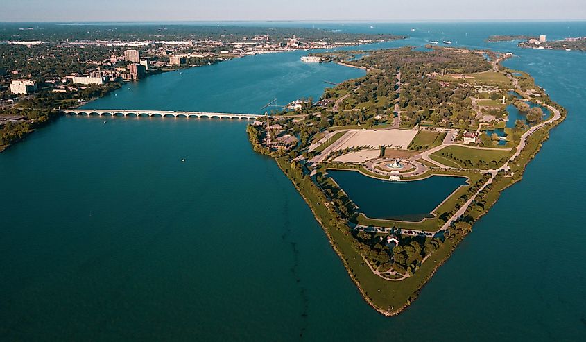 Aerial view of Belle Isle Park in Detroit, Michigan