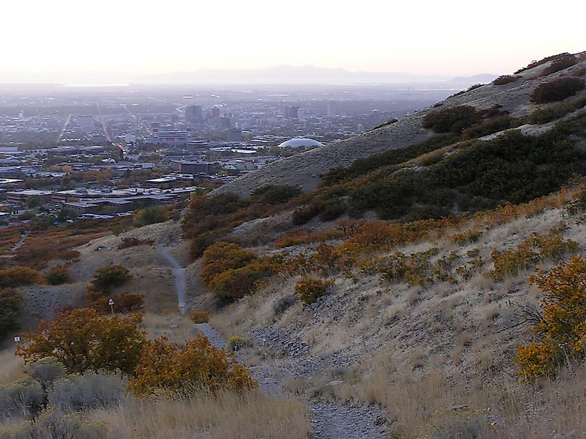 Bonneville Shoreline Trail overlooking Salt Lake City