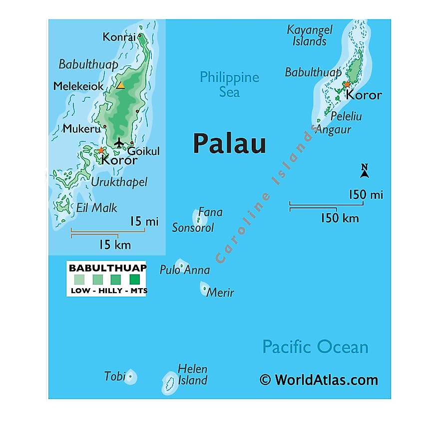 Political map of Palau.