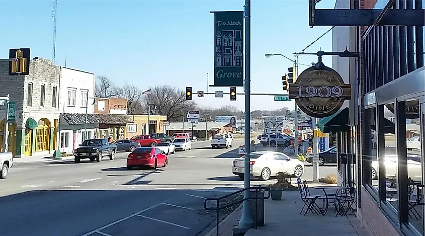 Street view in Grove, Oklahoma, via Grove Oklahoma Archives - Grand Lake Living