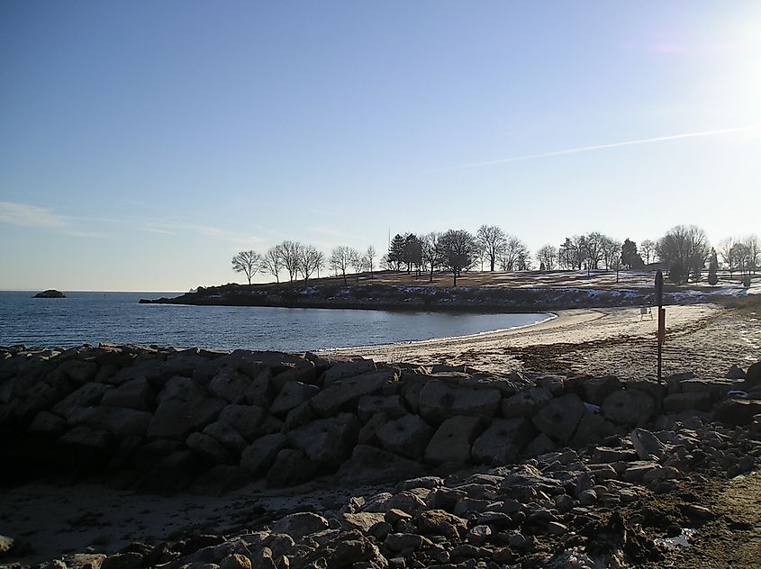 Hole-in-the-Wall Beach in Niantic, Connecticut.