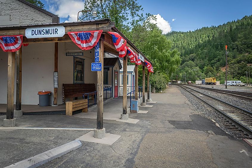 The Amtrak station in Dunsmuir, California