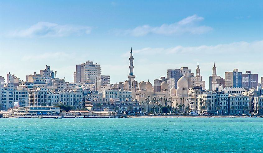 A shot of modern-day Alexandria, Egypt