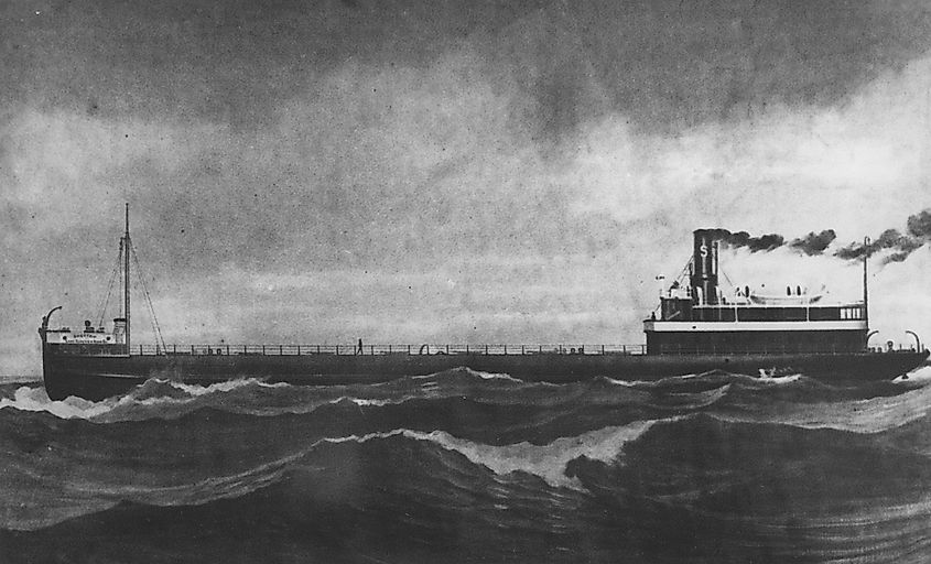 SS Choctaw painted by Great Lakes marine artist Howard Freeman Sprague (1871-1899)