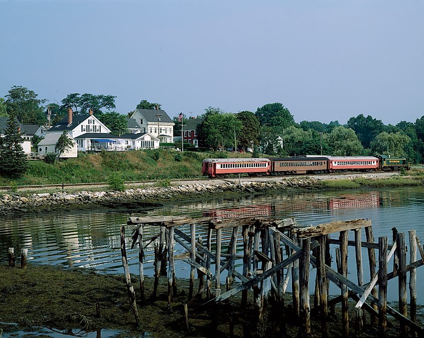 Train waiting to depart in Wiscasset, Maine
