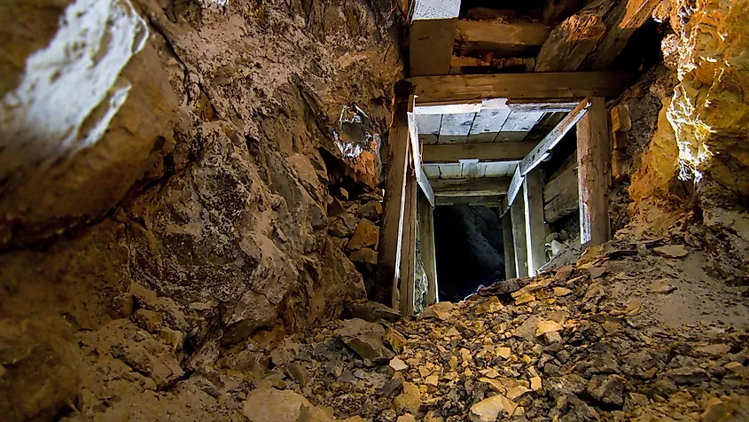 Inside a former gold mine in the desert in Nevada.