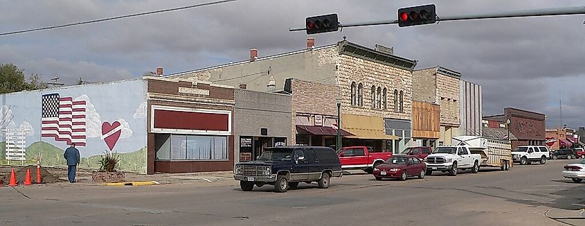 Downtown Valentine, Nebraska: west side of Main Street, looking northwest from about 2nd Street