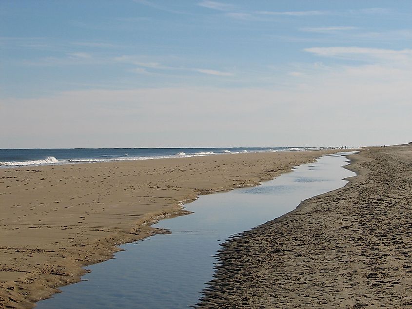 Looking south at Fenwick Island State Park beach