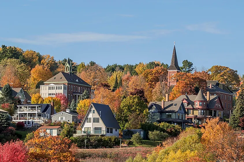 Golden Autumn Colors in Rural Bayfield, Wisconsin on a Beautiful Sunny Afternoon