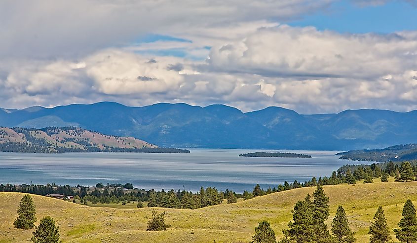 A scenic view of Flathead Lake from Polson, MT. 