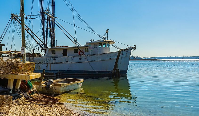 Fishing Boats at the Bluffton Oyster Boat Landing, Bluffton, South Carolina.