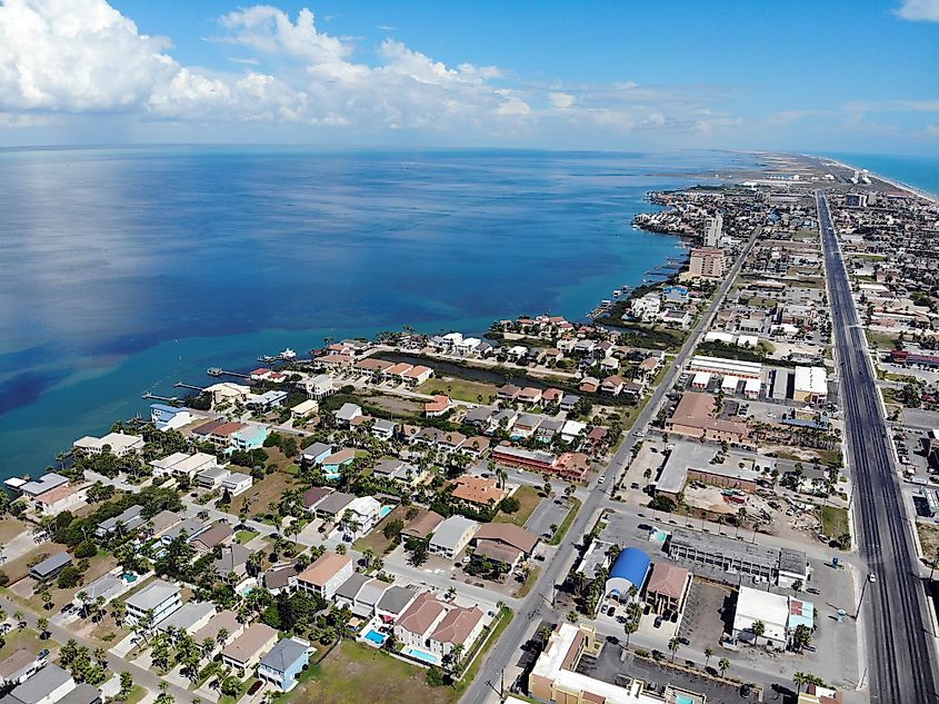 Aerial view of South Padre Island.