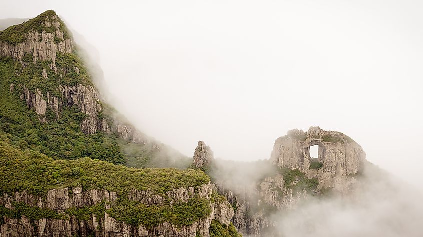 landscape in cold winter of Sao Joaquim National Park near the town of Sao Joaquim, Brazil.