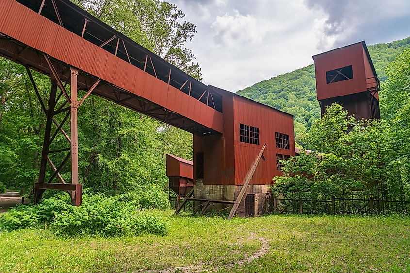The Nuttallburg Coal Conveyor and Tipple at the New River Gorge National Park in West Virginia.
