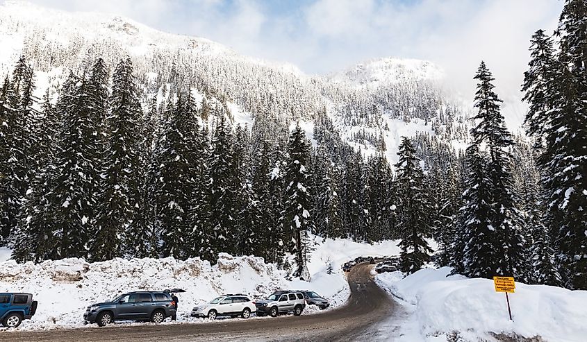 Winter road in North Bend, Washington.