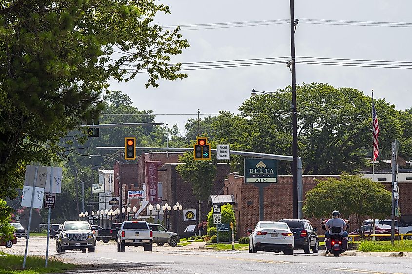 Street view of Ferriday, Louisiana.