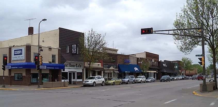 View of downtown area in New Richmond, Wisconsin.