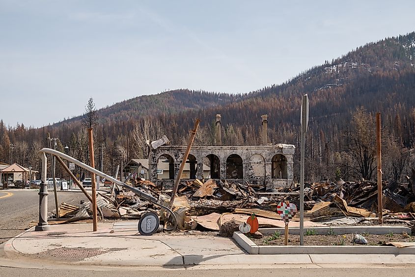 The small town of Greenville completely burned in Dixie Fire in 2021.