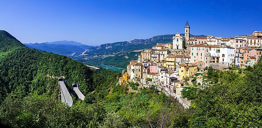 Colledimezzo village in Abruzzo, Italy, near Lago di Bomba.