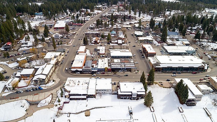 Snow covered mountain town of McCall Idaho