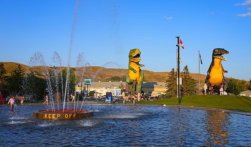 Dinosaur statues in Drumheller, Canada