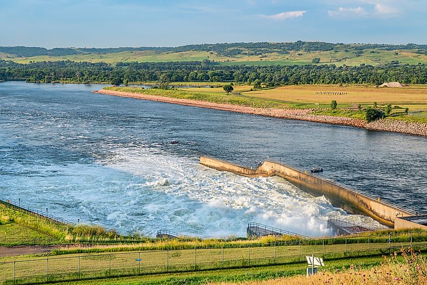 Fort Randall Dam at Pickstown, South Dakota.