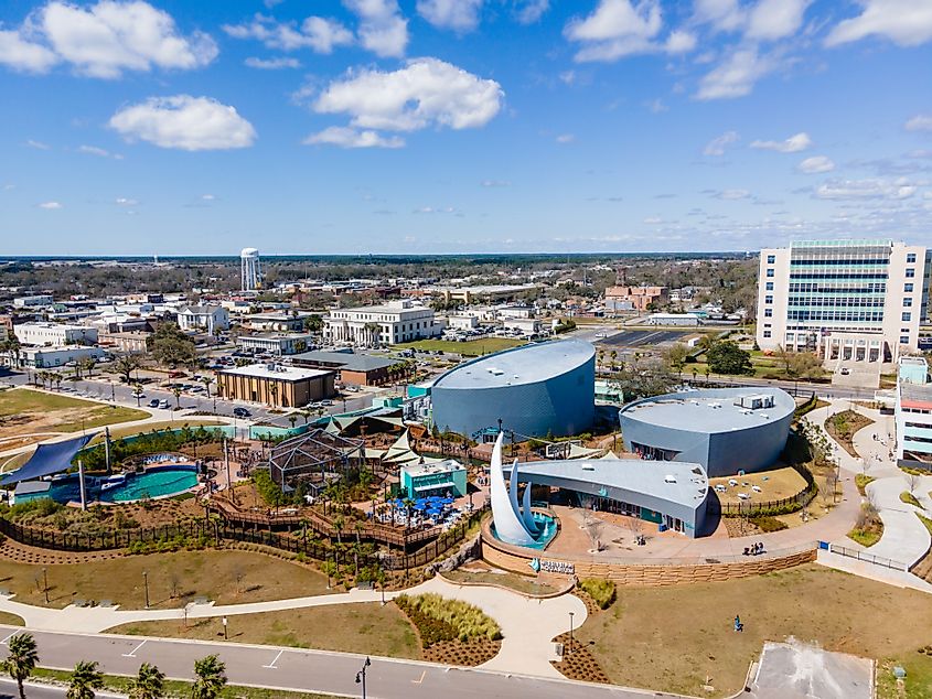 An aerial view of the Mississippi Aquarium in Gulfport, Mississippi.