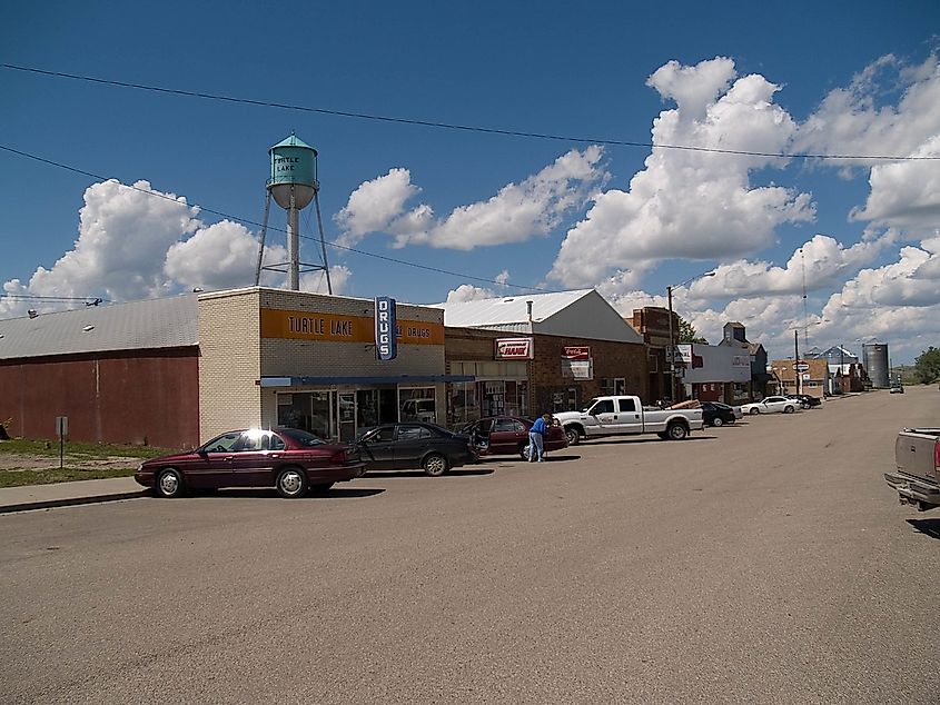 Downtown street in Turtle Lake, North Dakota.